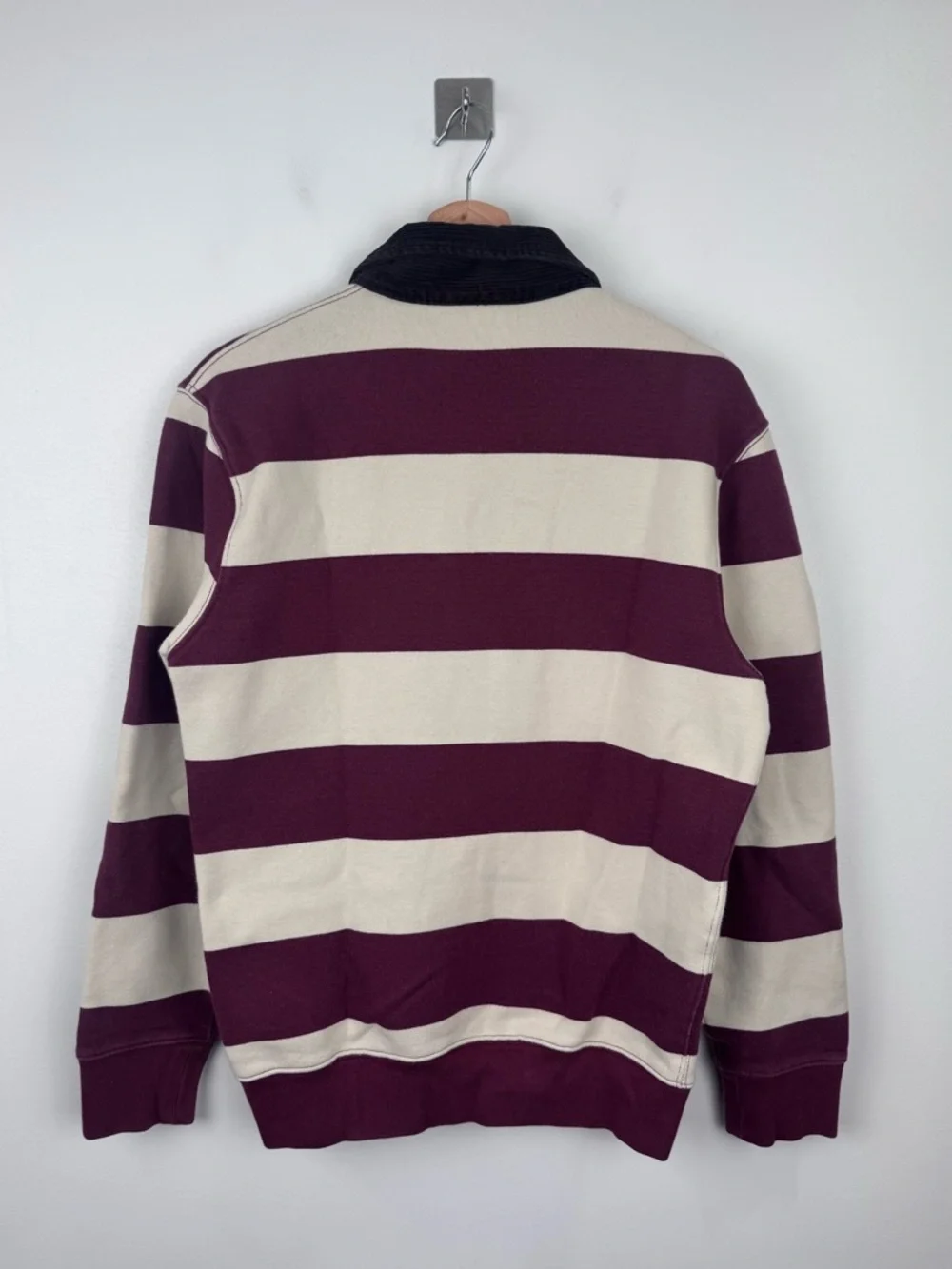 J.Crew Men Heritage Fleece Striped Rugby Pullover Sweater‎ Size Small